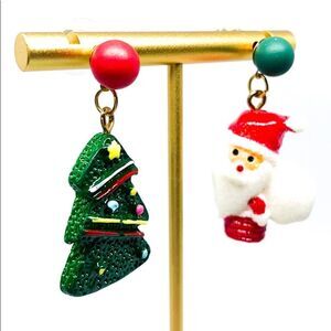 Christmas Tree Santa Claus Holiday Earring